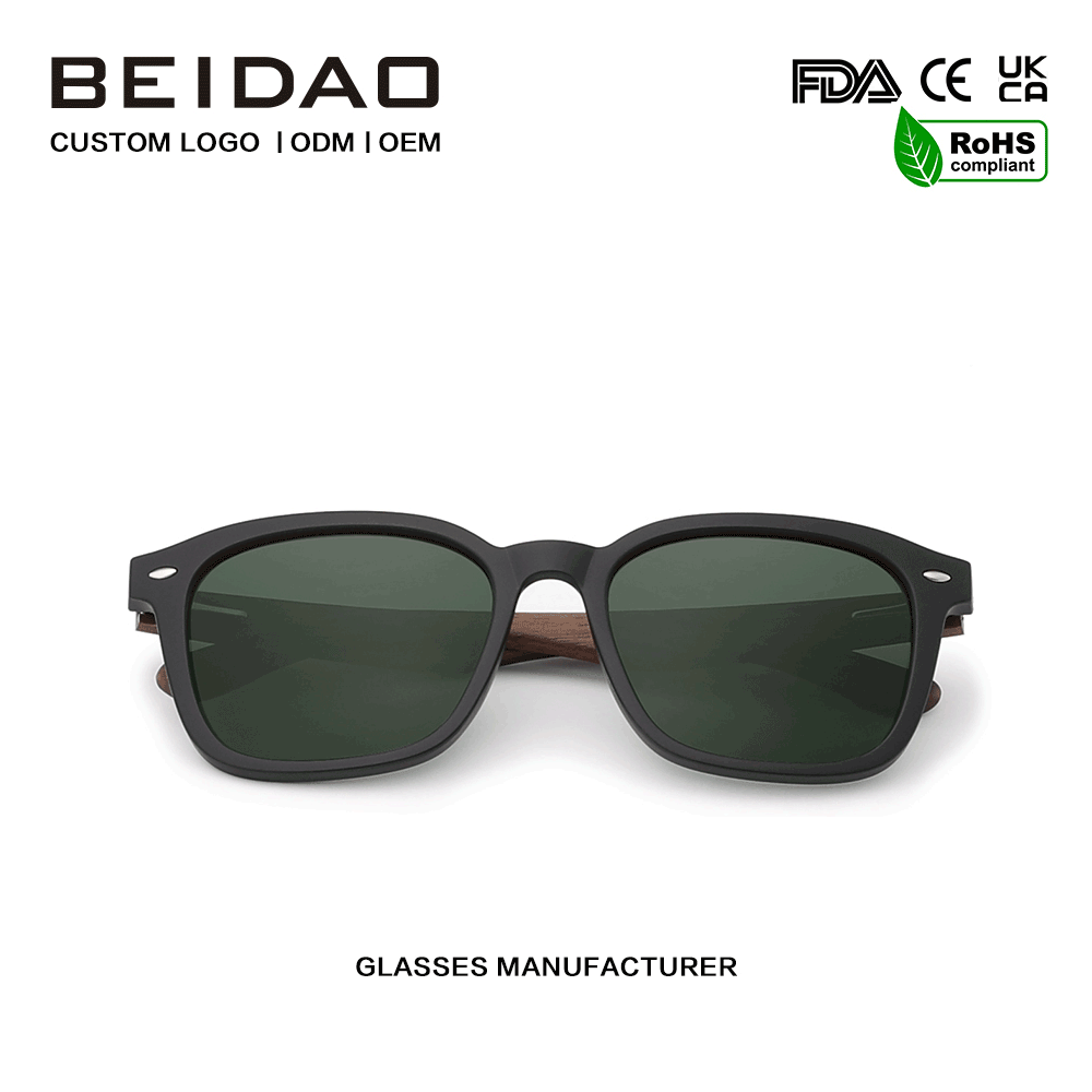 نظارات شمسية مستقطبة بإطار خشبي TR90 من Wlanut